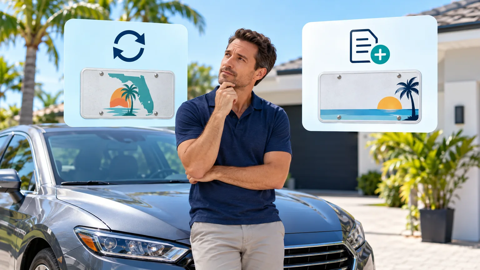 Florida vehicle owner comparing registration choices