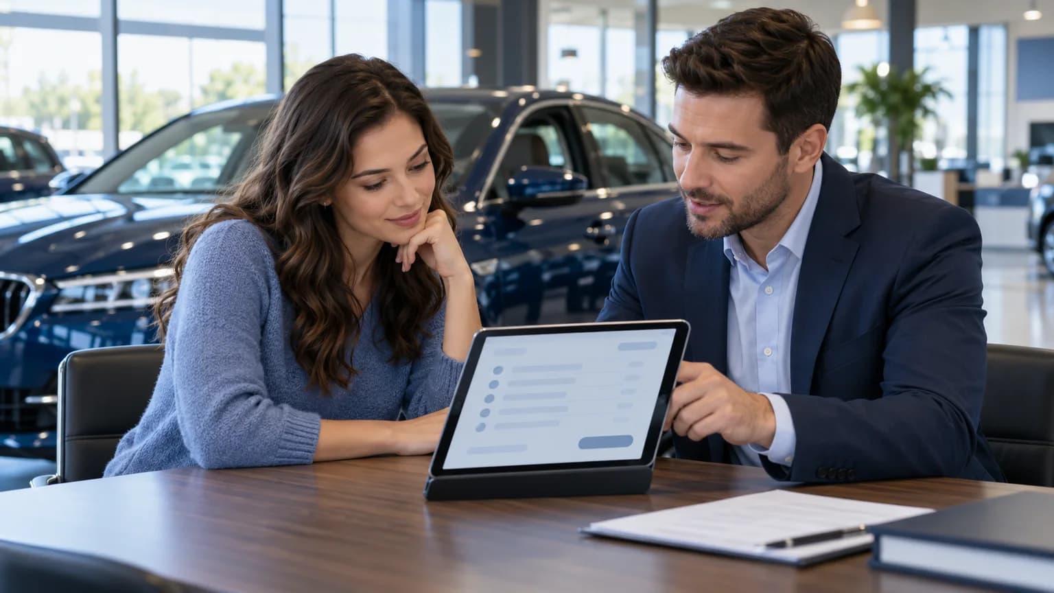 Ohio buyer reviewing an itemized dealership price breakdown with a dealer
